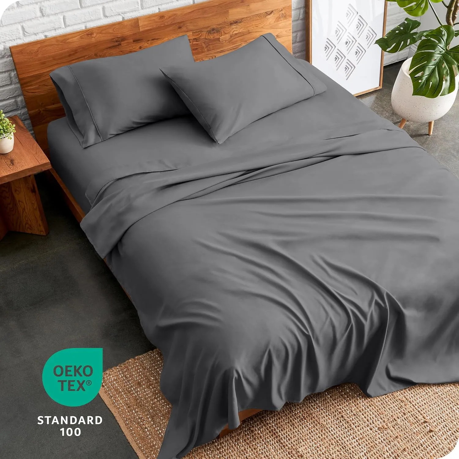 Bare Home Queen Sheet Set - Luxury 1800 Ultra-Soft Microfiber Bed Sheets - Double Brushed - Deep Pockets - Easy Fit - 4 Piece Set - Bedding Sheets & Pillowcases (Queen, Grey)