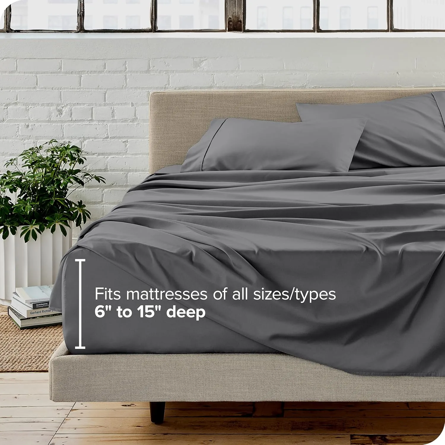 Bare Home Queen Sheet Set - Luxury 1800 Ultra-Soft Microfiber Bed Sheets - Double Brushed - Deep Pockets - Easy Fit - 4 Piece Set - Bedding Sheets & Pillowcases (Queen, Grey)