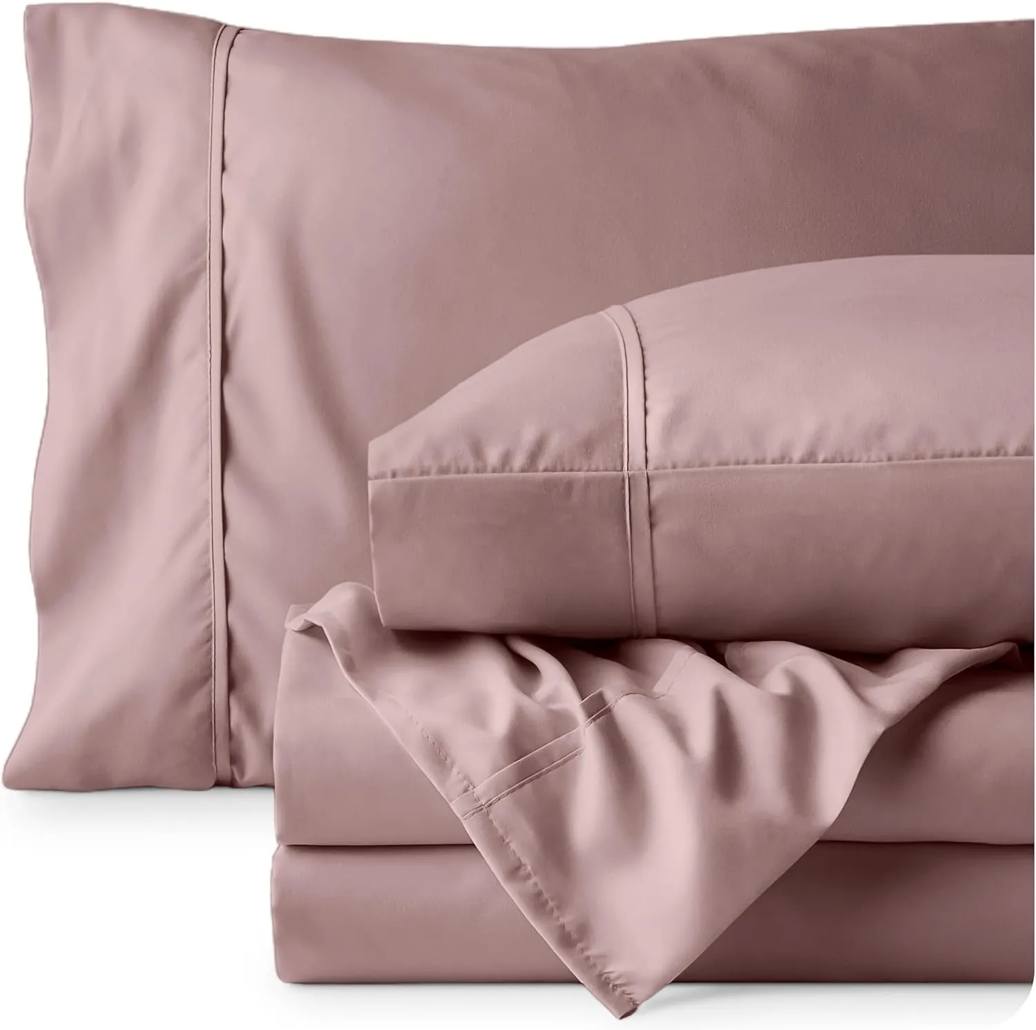 Bare Home Queen Sheet Set - Luxury 1800 Ultra-Soft Microfiber Bed Sheets - Double Brushed - Deep Pockets - Easy Fit - 4 Piece Set - Bedding Sheets & Pillowcases (Queen, Mauve)