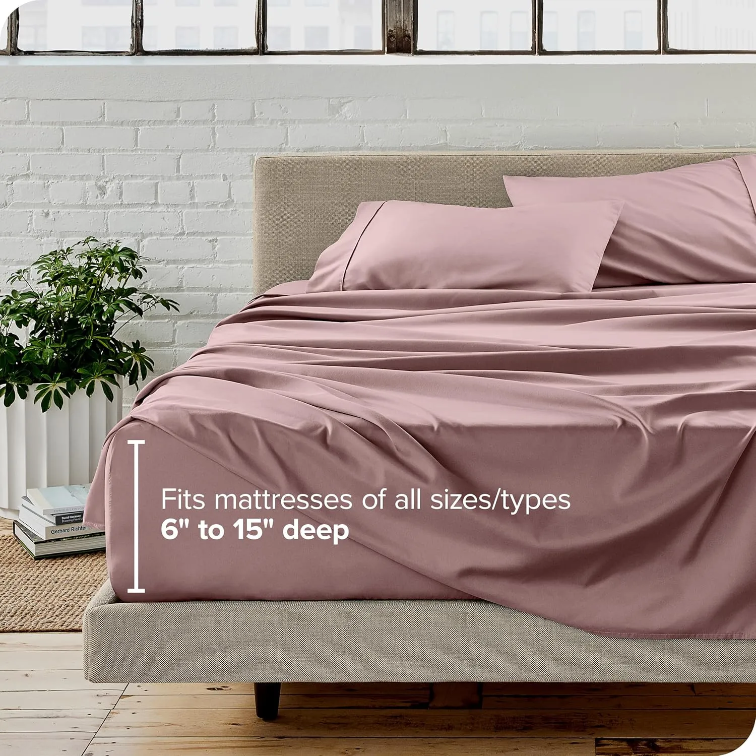 Bare Home Queen Sheet Set - Luxury 1800 Ultra-Soft Microfiber Bed Sheets - Double Brushed - Deep Pockets - Easy Fit - 4 Piece Set - Bedding Sheets & Pillowcases (Queen, Mauve)