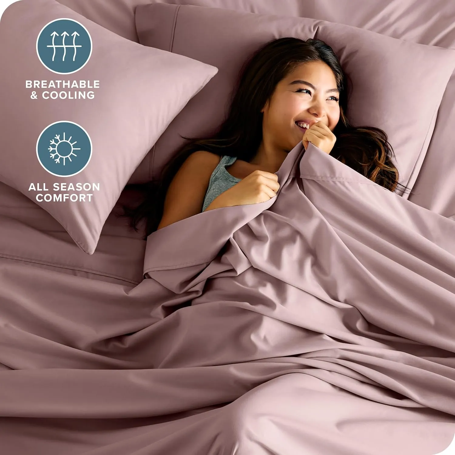 Bare Home Queen Sheet Set - Luxury 1800 Ultra-Soft Microfiber Bed Sheets - Double Brushed - Deep Pockets - Easy Fit - 4 Piece Set - Bedding Sheets & Pillowcases (Queen, Mauve)