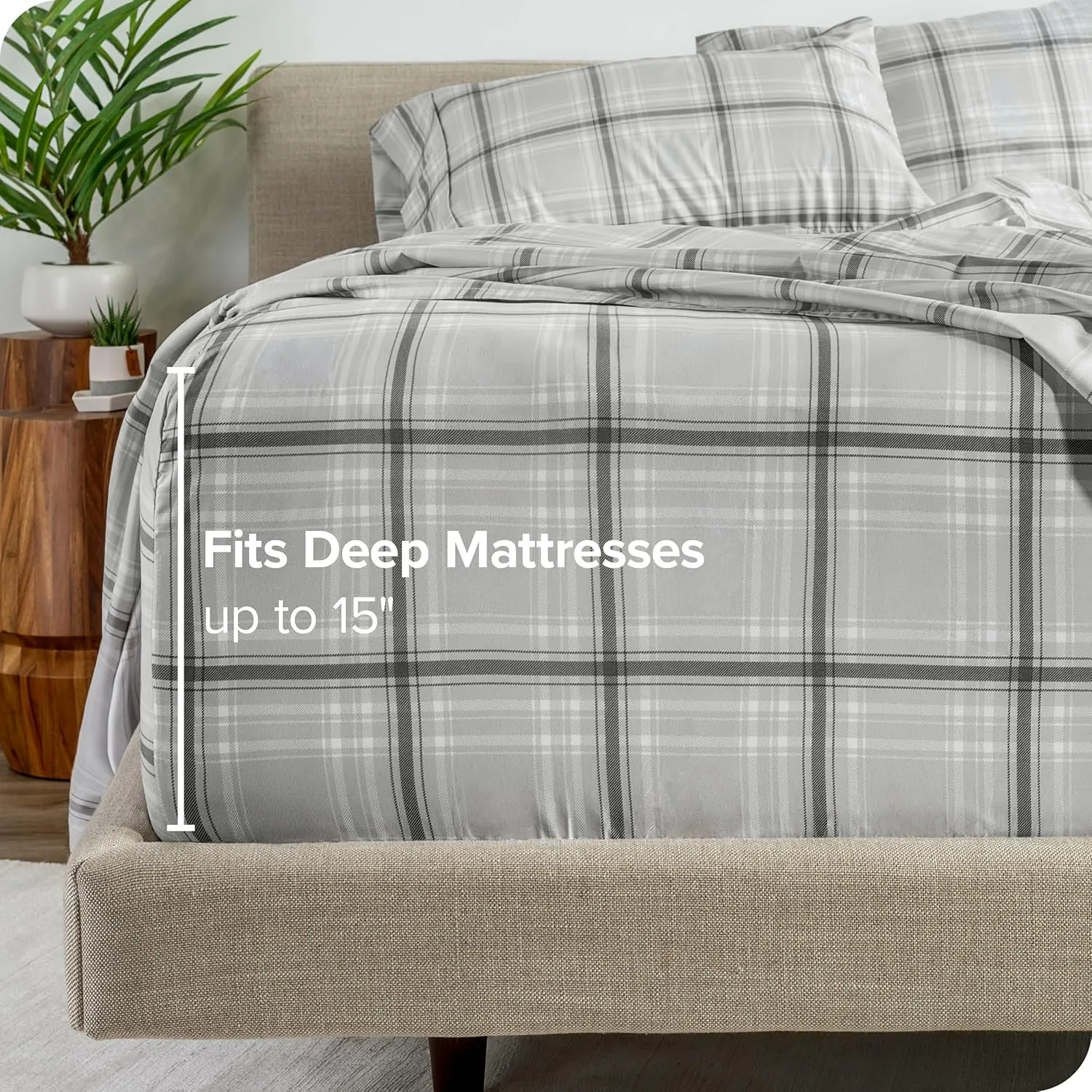 Bare Home Queen Sheet Set - Luxury 1800 Ultra-Soft Microfiber Queen Bed Sheets - Double Brushed - Deep Pockets - Easy Fit - 4 Piece Set - Bedding Sheets & Pillowcases (Queen, Tartan Plaid)