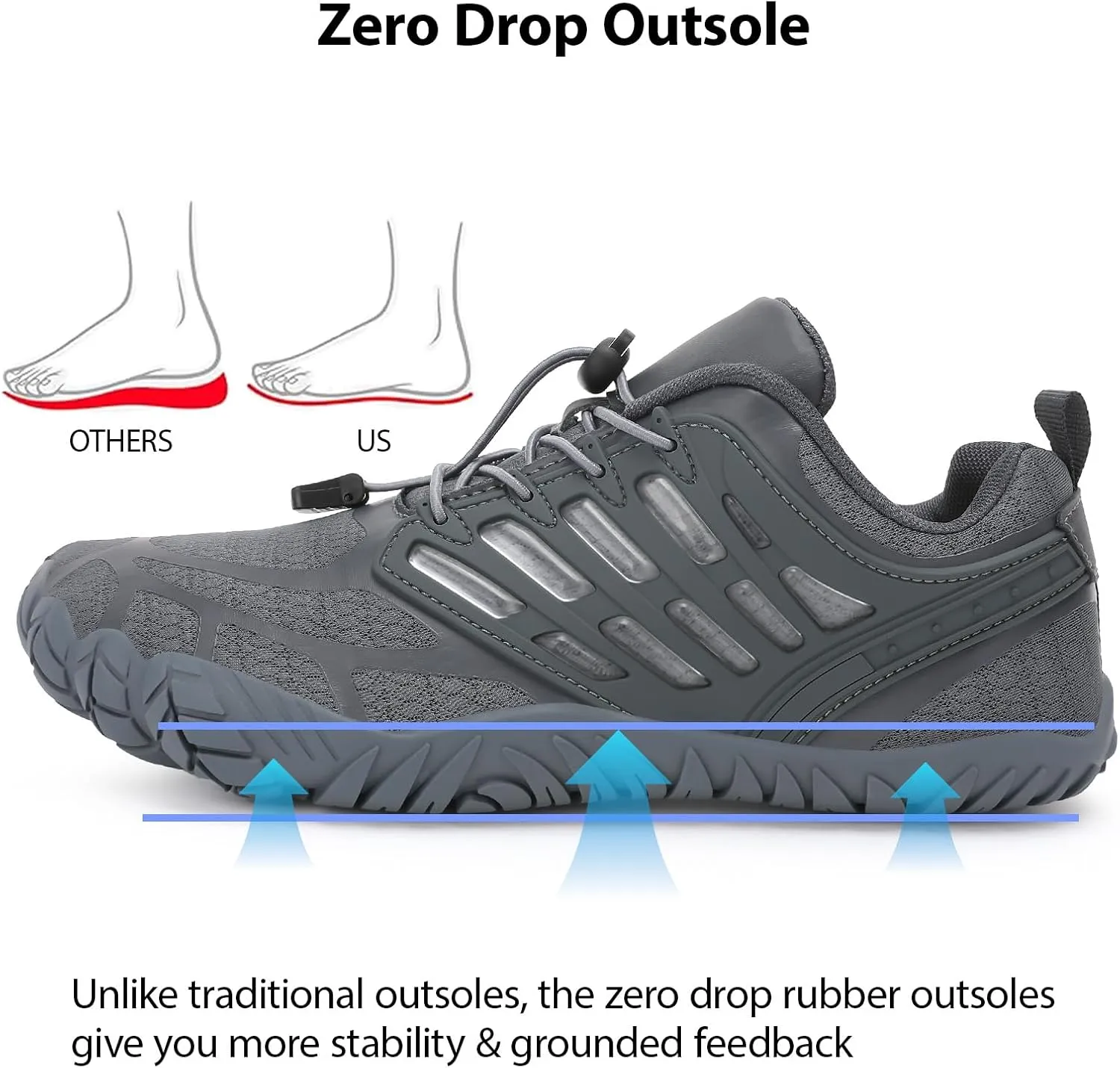 Barefoot Shoes Men Wide Toe Box Zero Drop Minimalist Shoes for Workout Cross-Trainer Walking Hiking Water Weightlifting Grounded Footwear