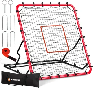 Baseball Rebounder Net, 48" x 52" Baseball & Softball Rebound Net with 3 Adjustable Angles - Pitch Back Rebound Net - Bounce Back Return Net - Fielding Trainer with Carry Bag