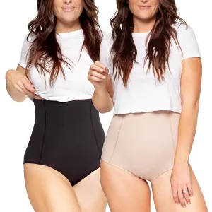 Belly Bandit Postpartum Sculpting Girdle Bundle - Waist Corset for Core & Back Support, Belly Binder Postpartum Compression, C-Section Recovery Must-Have | Nude & Black X-Small