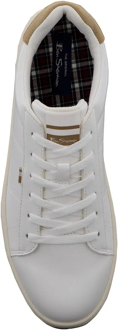 Ben Sherman Mens Hampton Lace Up Sneakers Shoes Casual - White