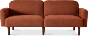 Best Choice Products 77" Mid Century Modern Boucle Loveseat Sofa, Couch, Convertible Sofa Sleeper Bed w/Real Wood, Removable Armrest - Burnt Sienna