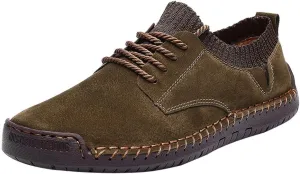 BIFINI Mens Suede Loafers Flats Sneaker Hand Stitching Outdoor Walking Daily Shoes