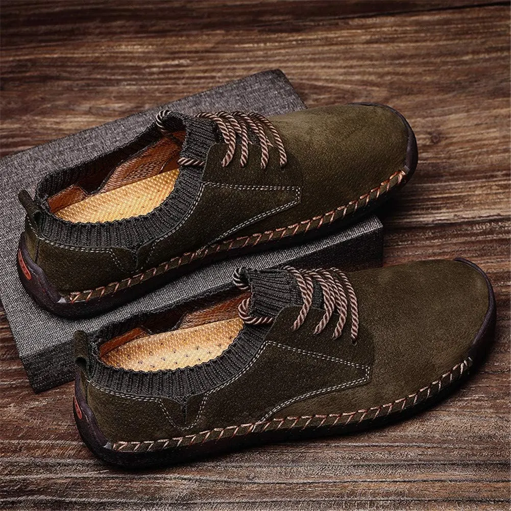 BIFINI Mens Suede Loafers Flats Sneaker Hand Stitching Outdoor Walking Daily Shoes
