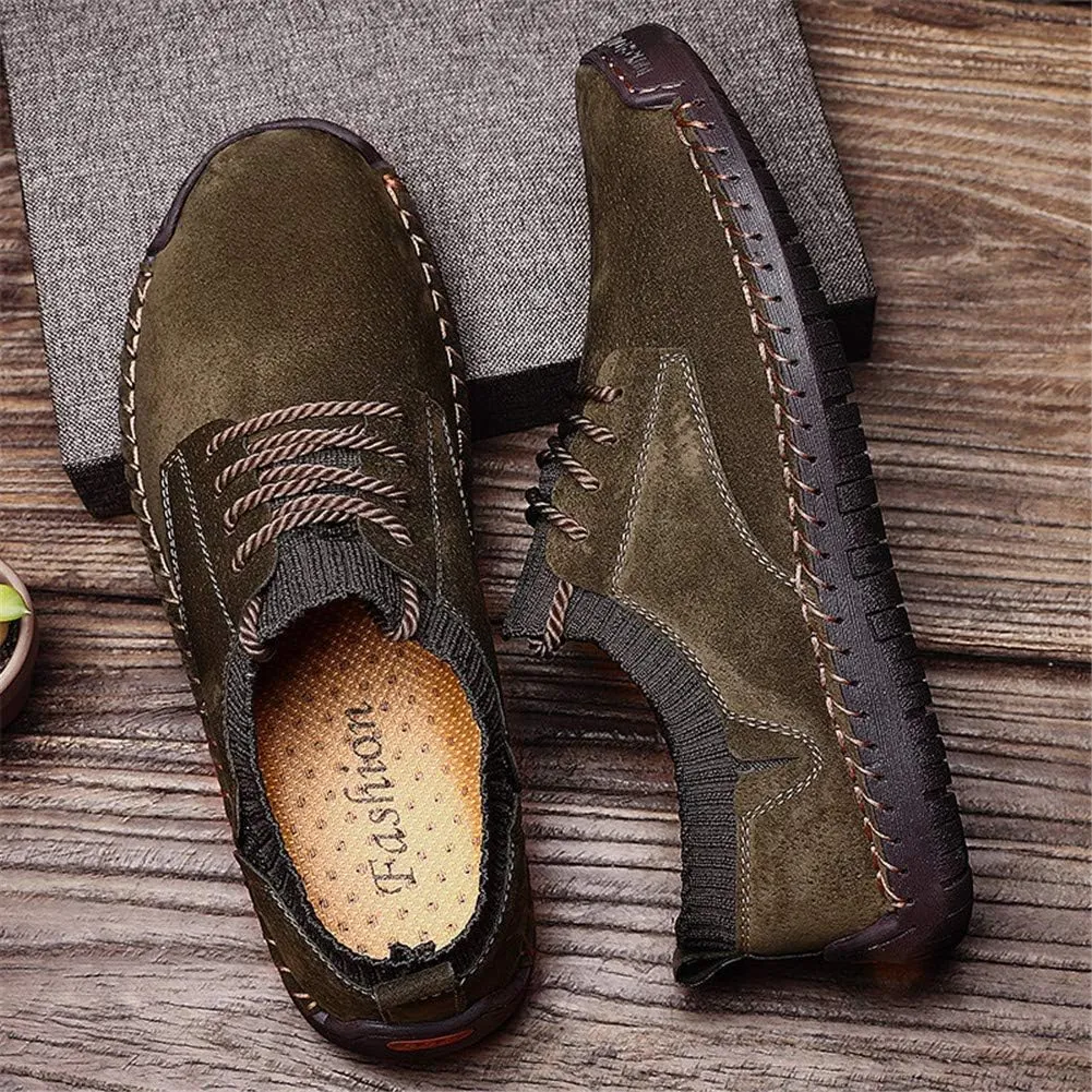 BIFINI Mens Suede Loafers Flats Sneaker Hand Stitching Outdoor Walking Daily Shoes
