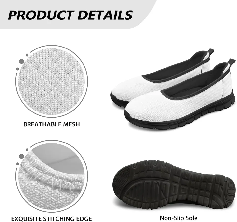 Binienty Ladies Slip on Loafer Shoes Womens Dress Clothes Flats Mesh Nurse Walking Sneakers with EVA Sole Anti Skid