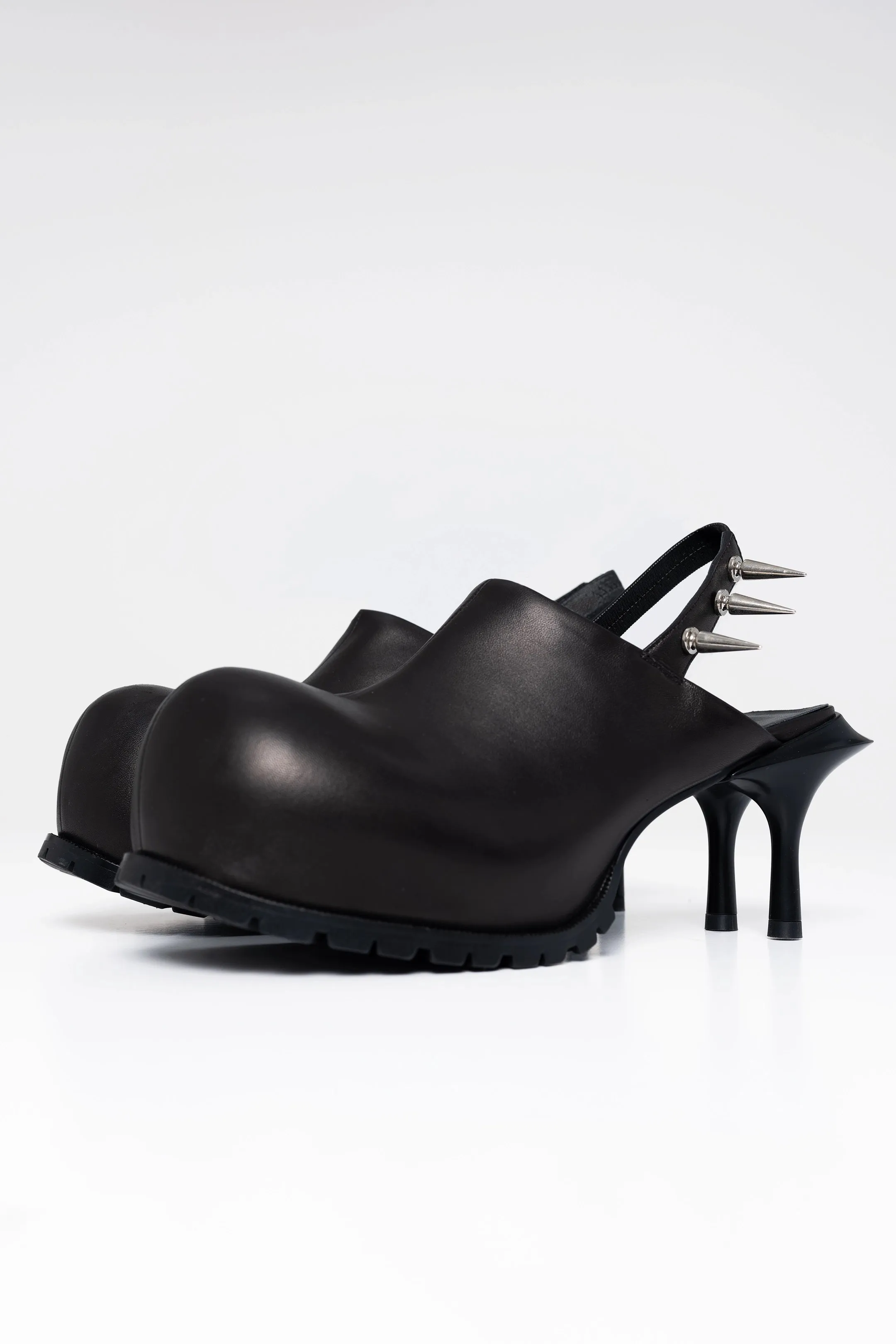 BLACK DOUBLE HEEL MULE