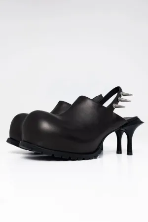BLACK DOUBLE HEEL MULE