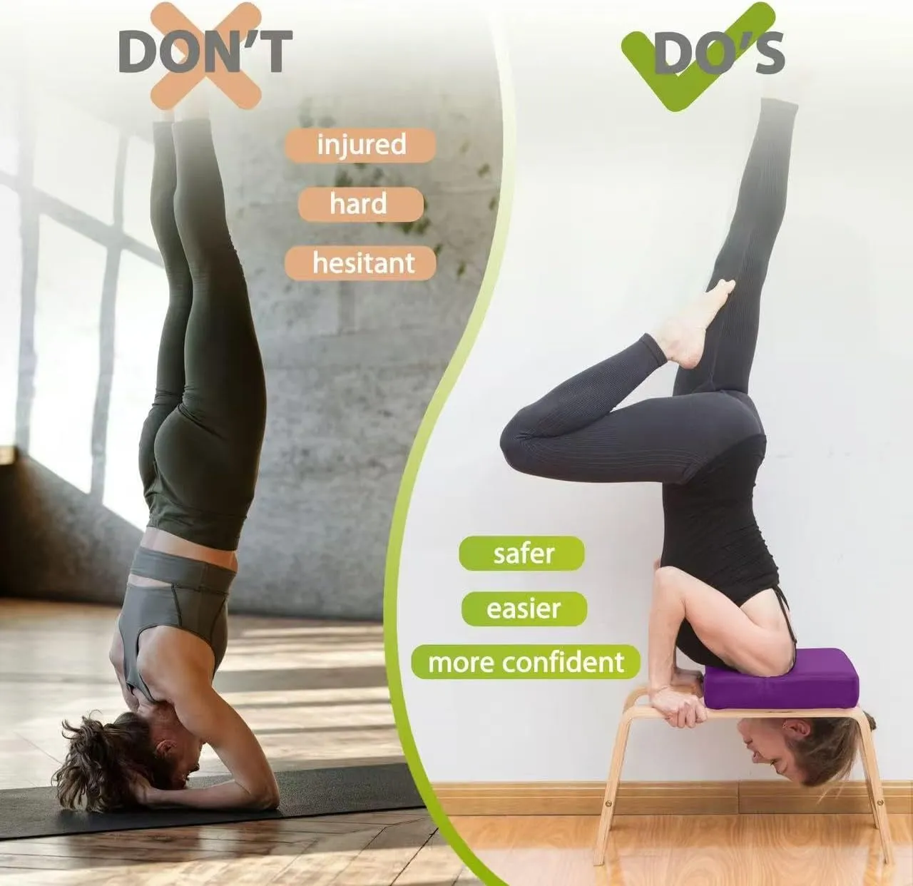 BODY RHYTHM Yoga Headstand Bench, Yoga Inversion Chair, Headstand Trainer for Relieve Stress, Improve Sleep & Digestion and Strength Training, Ideal for Home Workout, Fitness and Gym