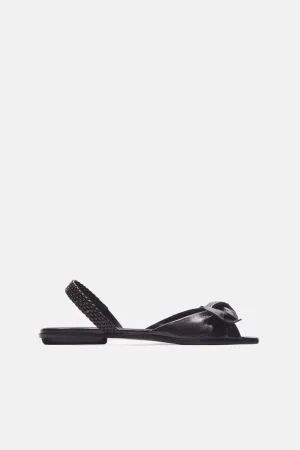Bow Flat Sandal - Black