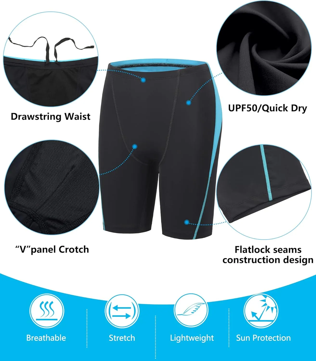 Boys Swim Jammers - Youth Competitive Swim Racing Team Swimming Shorts Swimsuit Trunks Bathing Suit Quick Dry UPF 50 