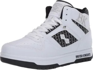British Knights Men's Kings SL Classic Hi Top Fashion Sneaker, White/Black/Silver, 10 M US