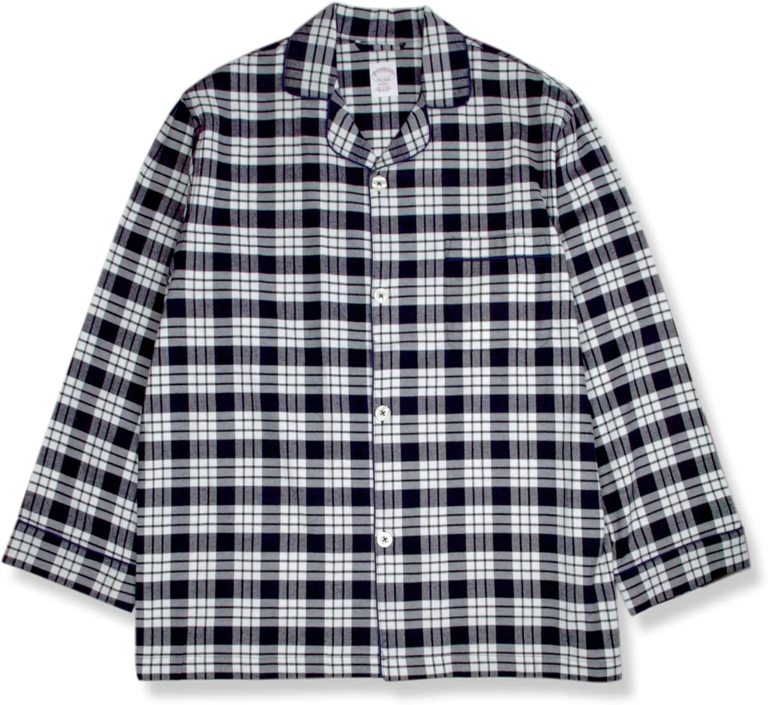 Brooks Brothers Mens Flannel Cotton Two Piece Pajama Shirt and Pants Lounge Set,