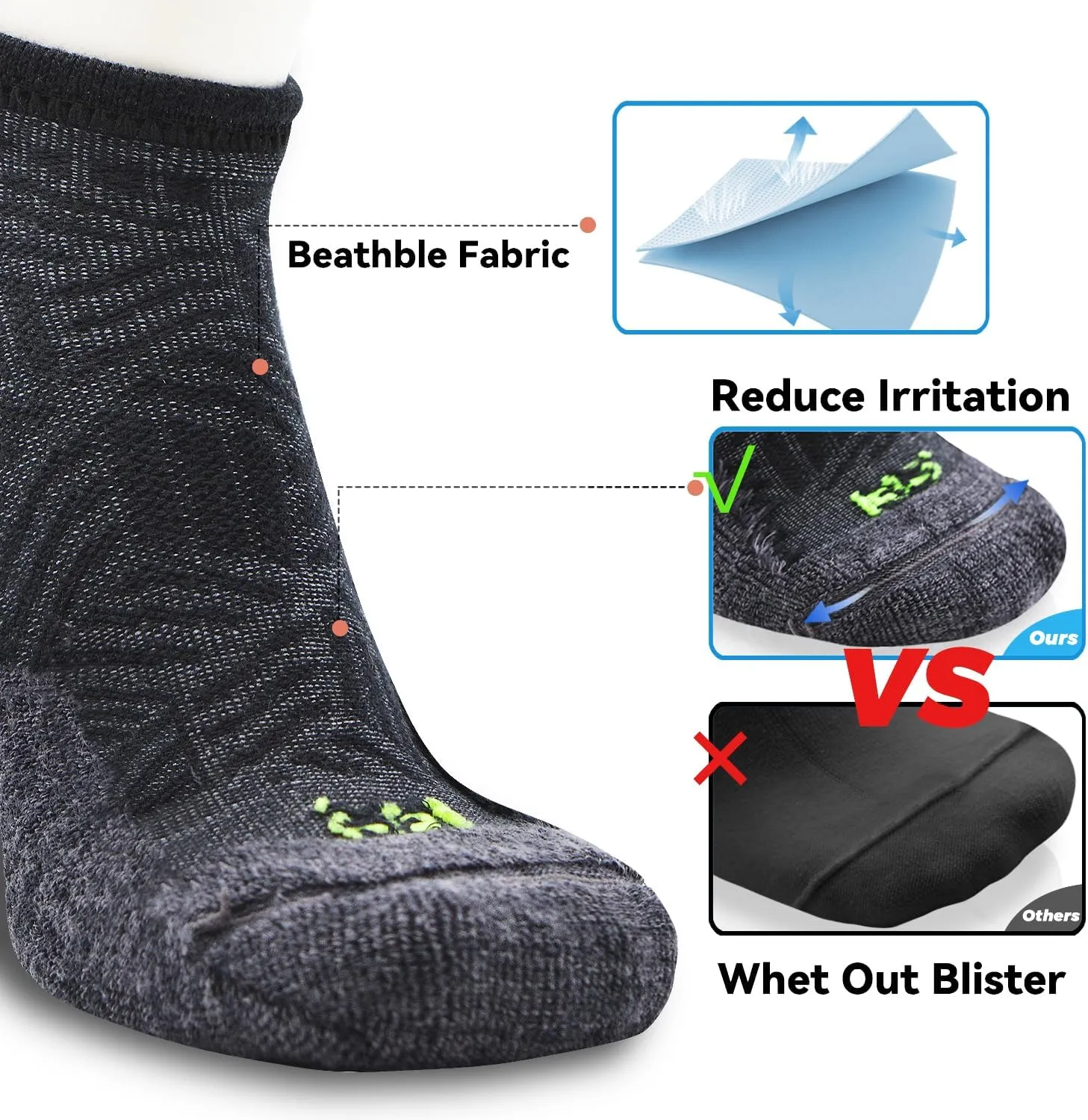 Busy Socks Men's Athletic Ankle Coolmax Running Socks Women's Cushioned Anti Blister Moisture Wicking Low Cut Socks 3 Pack