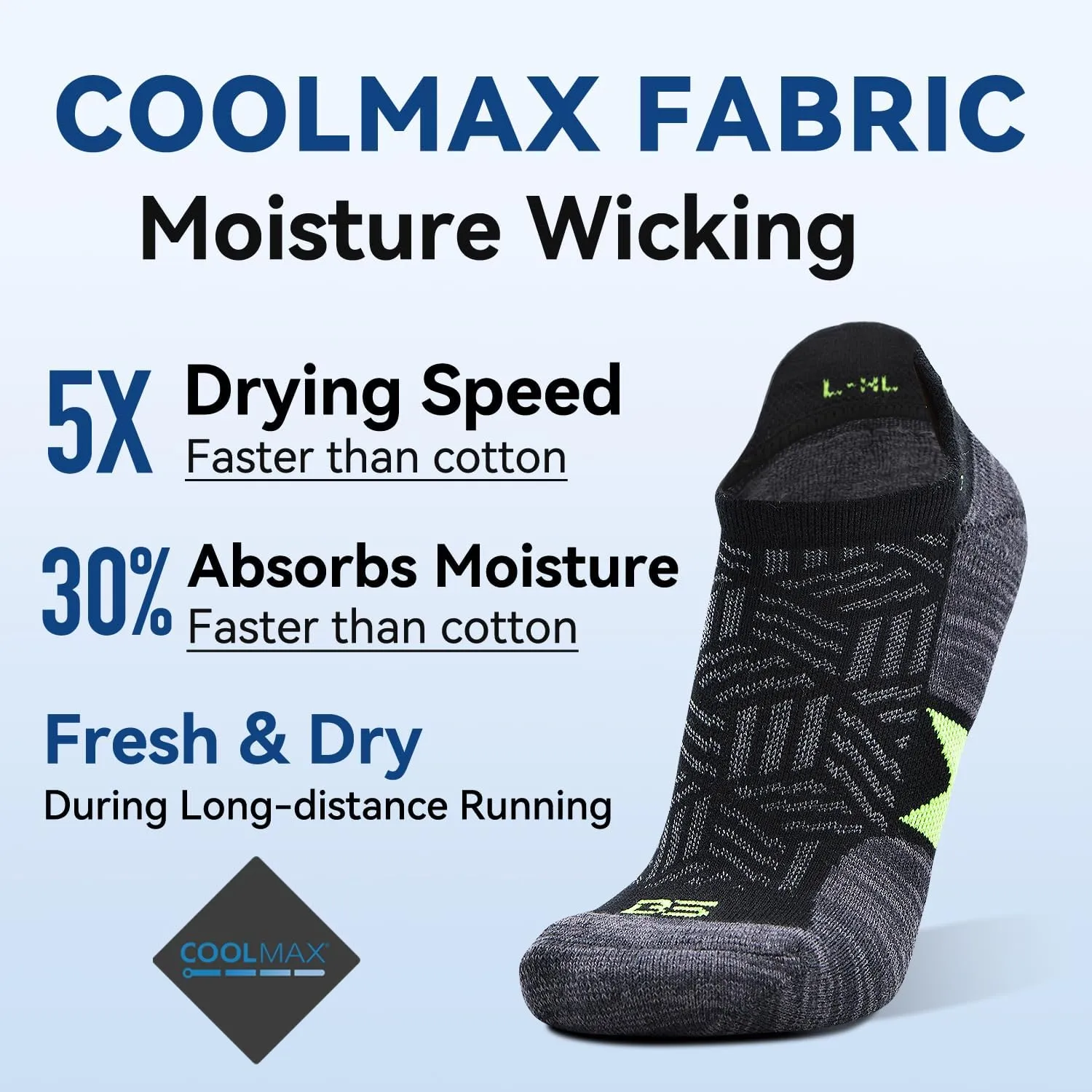Busy Socks Men's Athletic Ankle Coolmax Running Socks Women's Cushioned Anti Blister Moisture Wicking Low Cut Socks 3 Pack