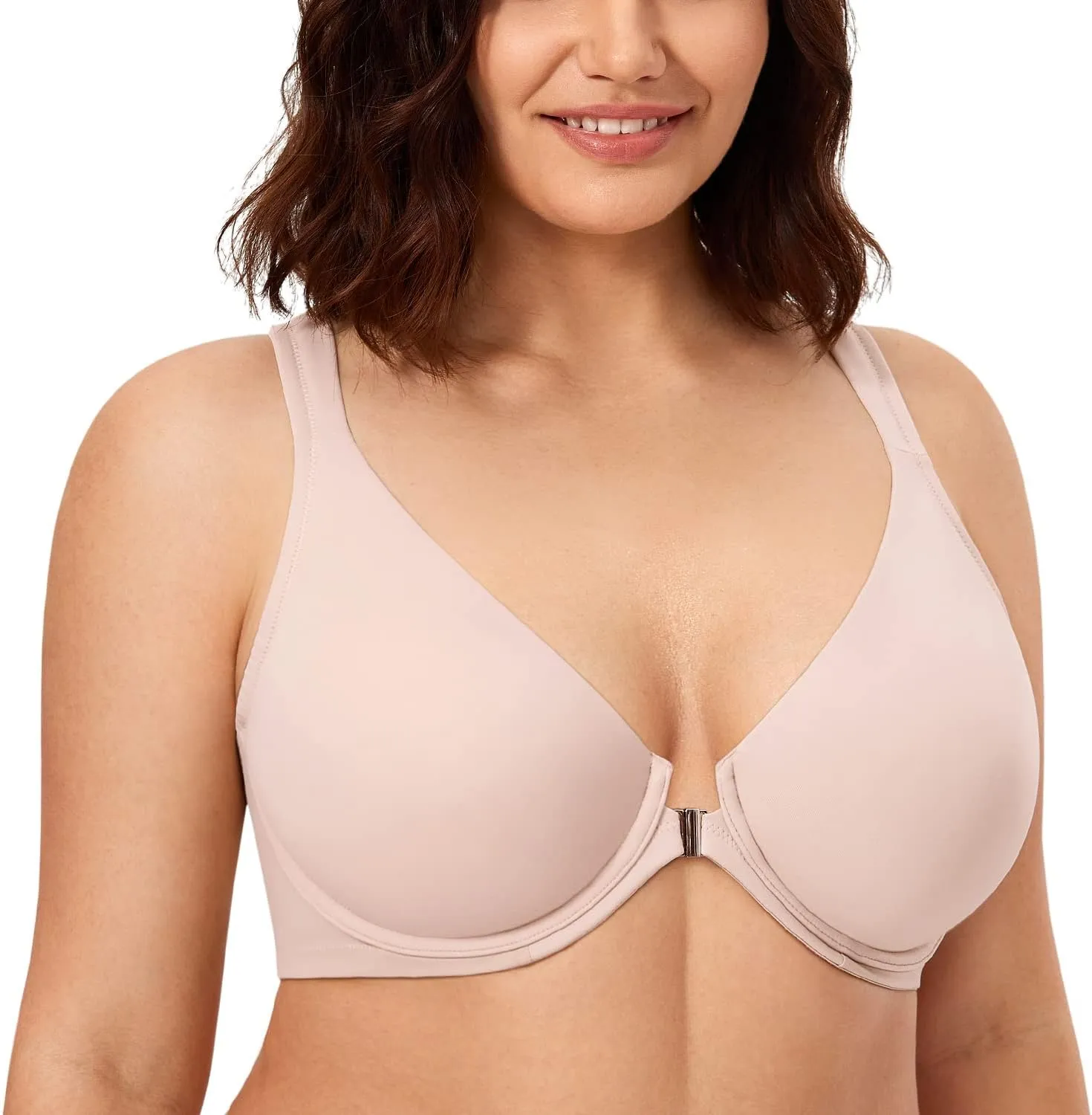 CALVENA Women's Racerback Front Closure Bra Plus Size Full Coverage Underwire Bras
