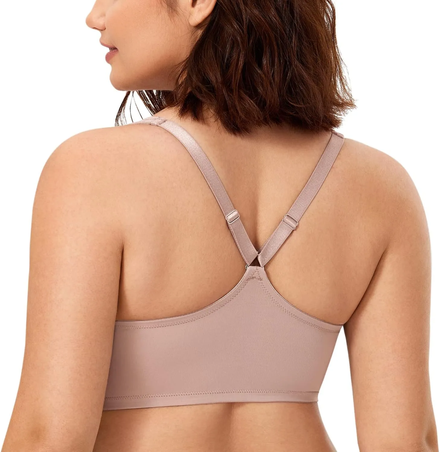 CALVENA Women's Racerback Front Closure Bra Plus Size Full Coverage Underwire Bras