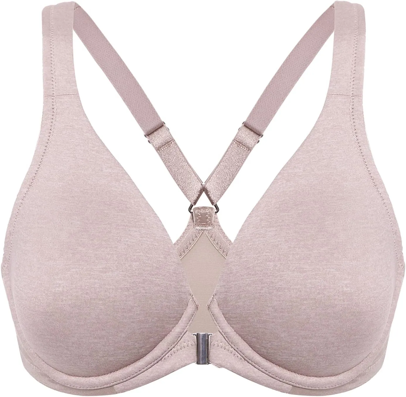 CALVENA Women's Racerback Front Closure Bra Plus Size Full Coverage Underwire Bras