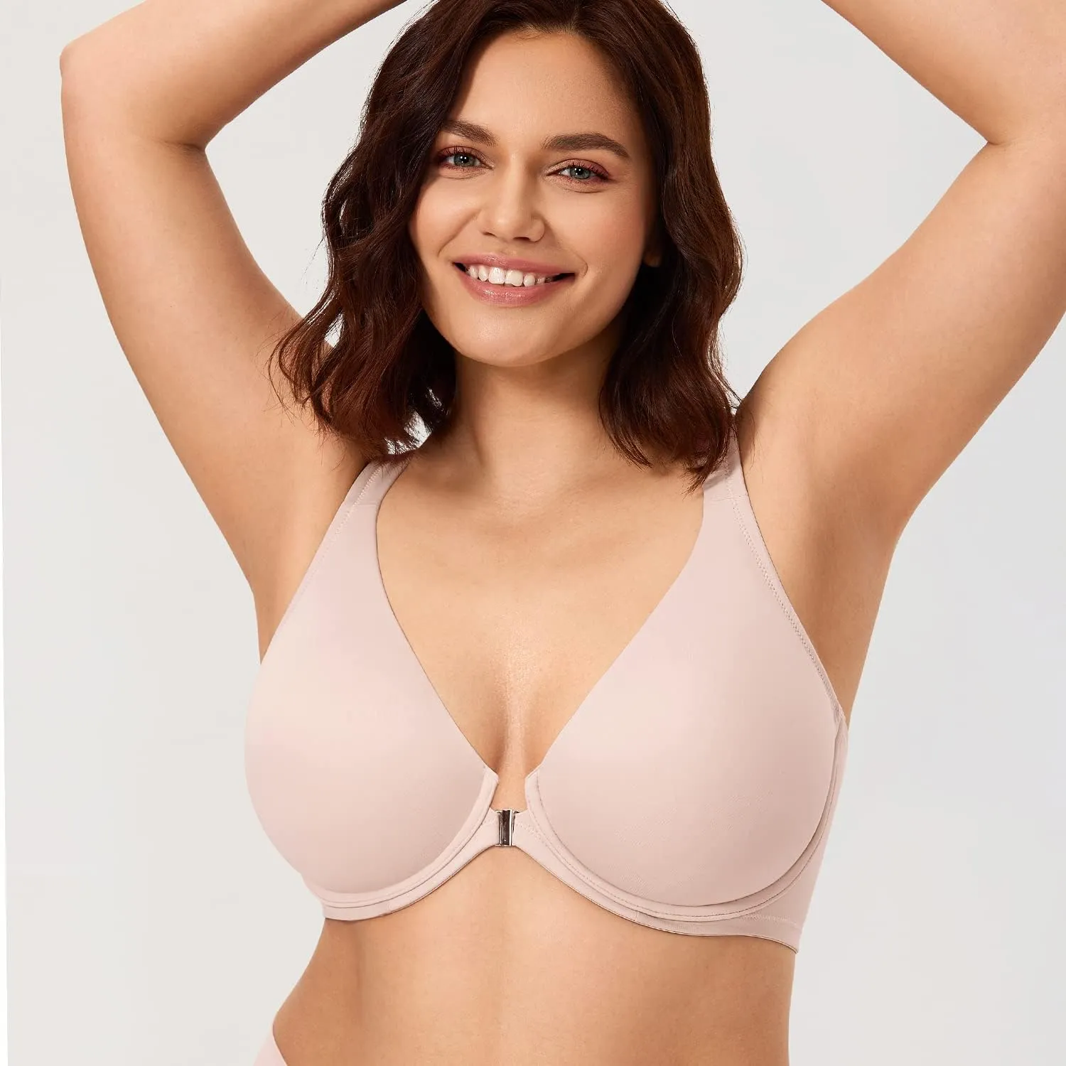 CALVENA Women's Racerback Front Closure Bra Plus Size Full Coverage Underwire Bras