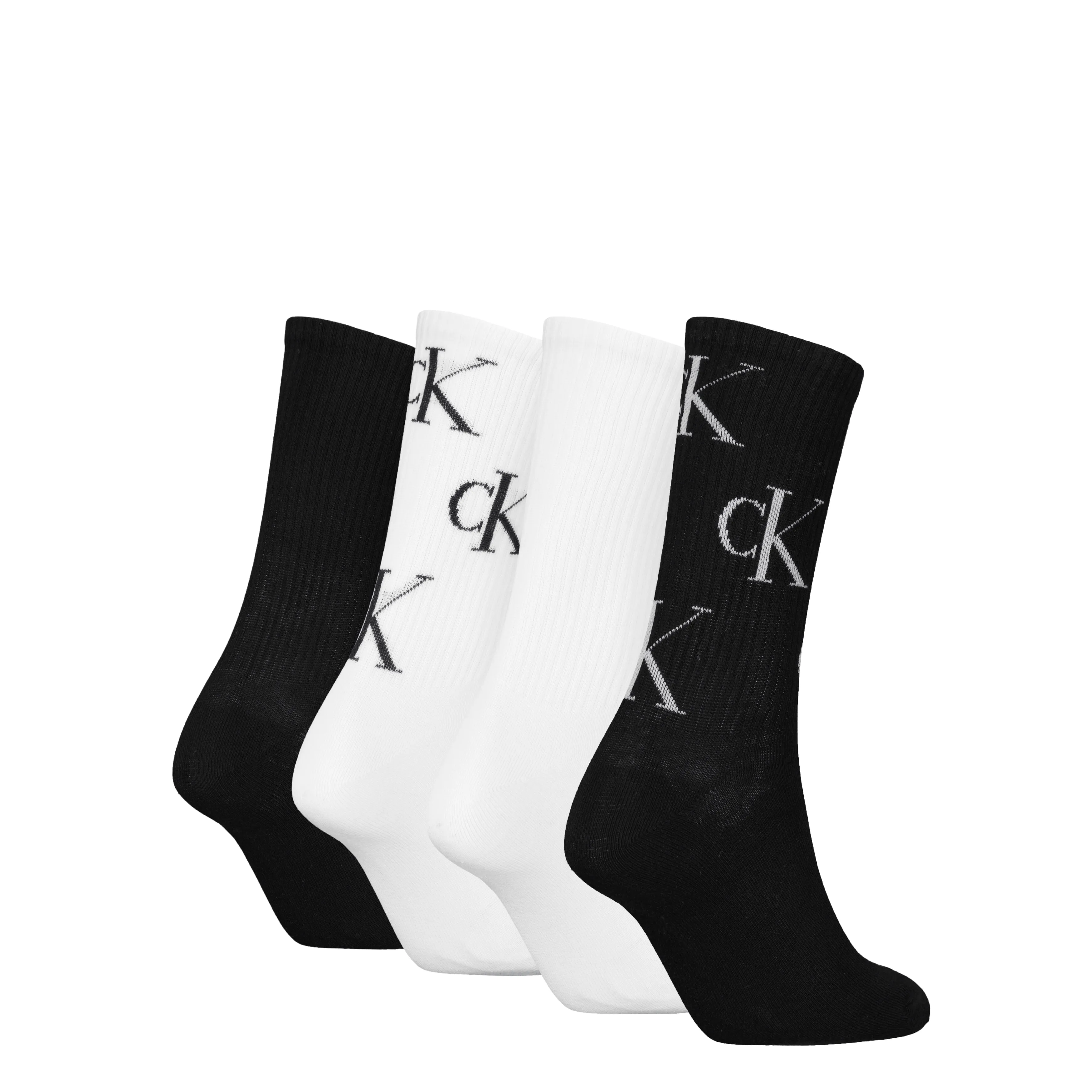 Calvin Klein 4 Pack Giftboxed Trainer Womens Crew Socks Black/White