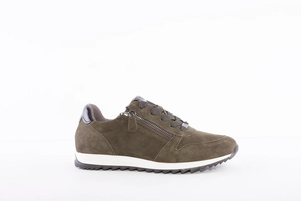 CAPRICE - 23601-733 LACED FASHION SHOE WITH ZIP - GREEN SUEDE