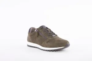 CAPRICE - 23601-733 LACED FASHION SHOE WITH ZIP - GREEN SUEDE