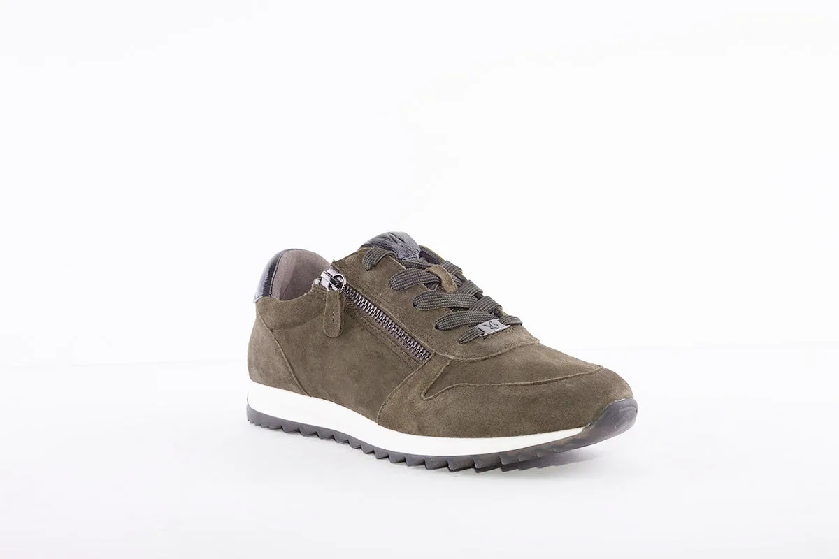 CAPRICE - 23601-733 LACED FASHION SHOE WITH ZIP - GREEN SUEDE