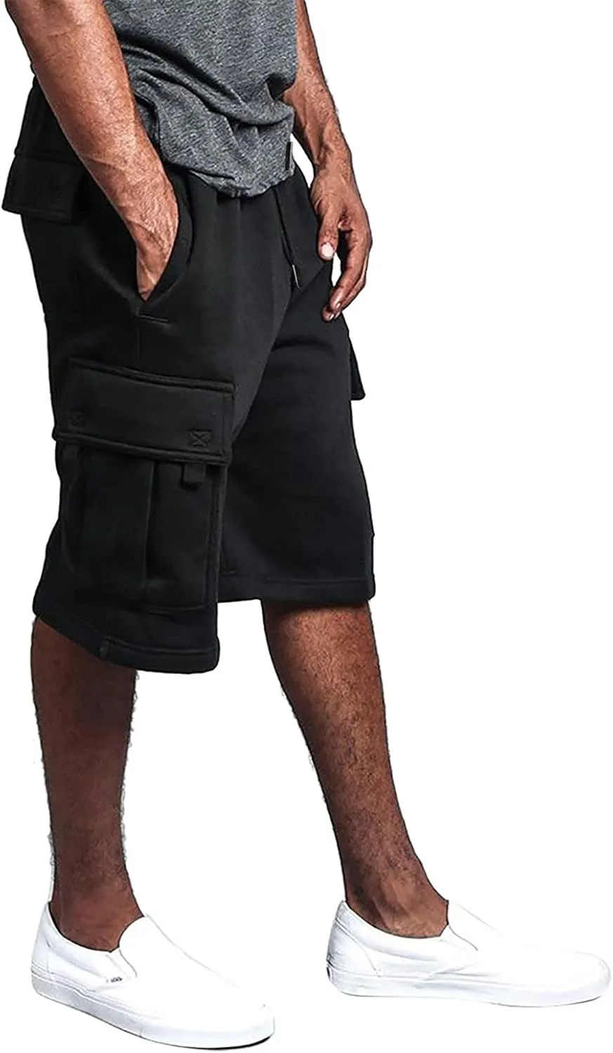Cargo Shorts for Men Big and Tall Summer Casual Work Shorts Drawstring Elastic Waist Knee Length Bermuda Short 2025