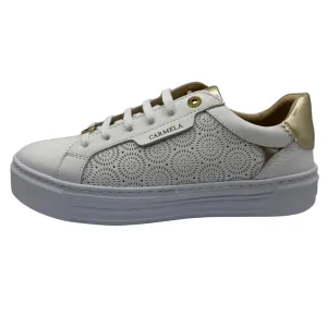 Carmela White & Gold Perforated Trainers