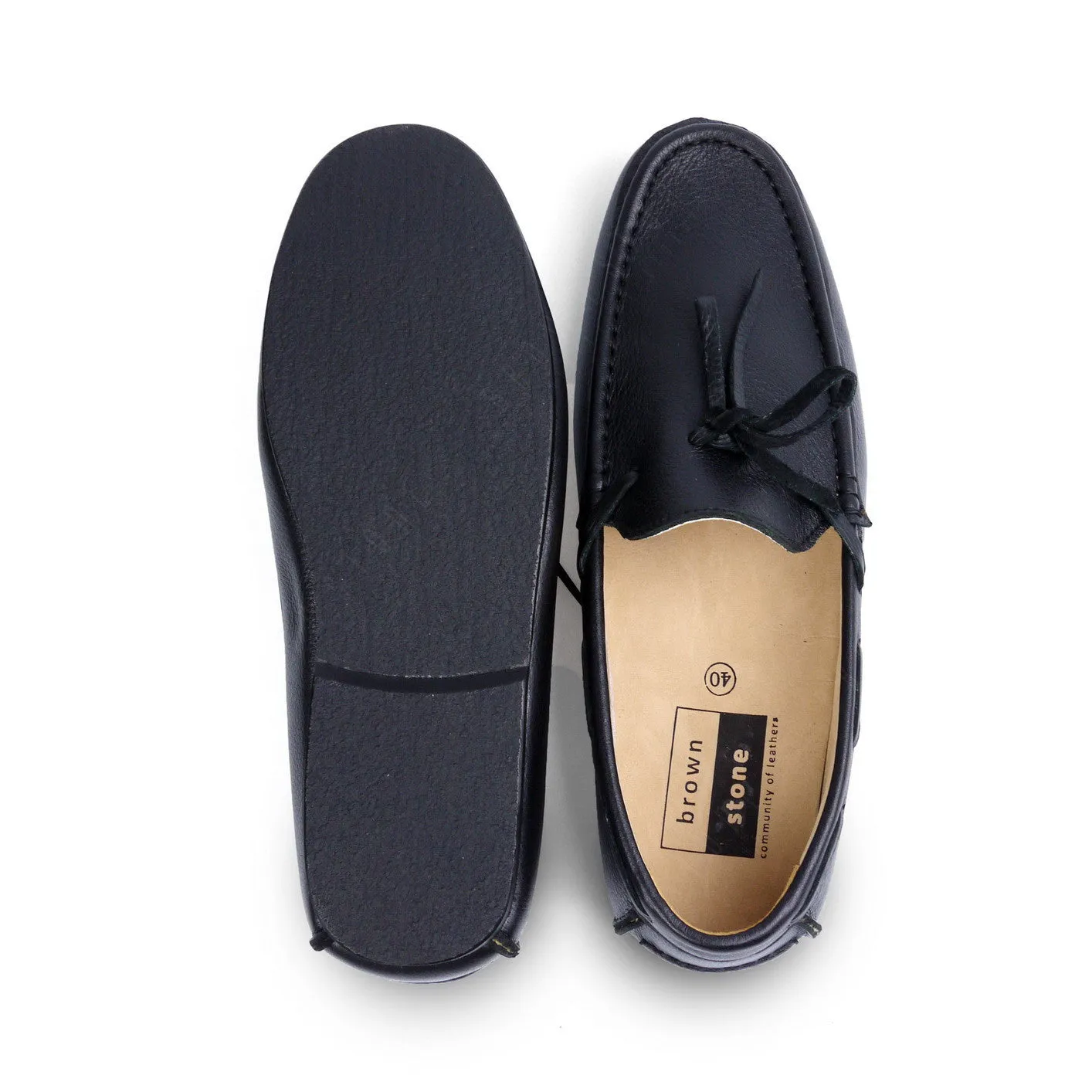 Casualist Lace Leather Loafer Wrinkle Soft Black