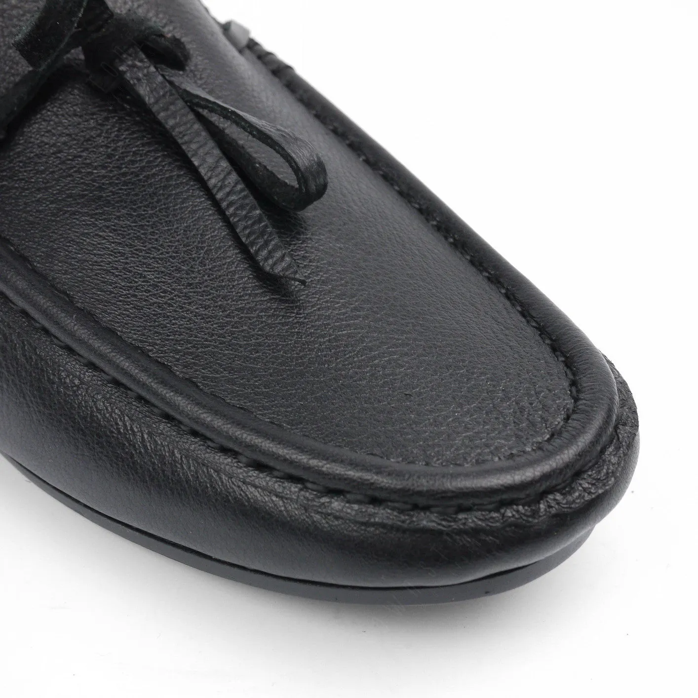 Casualist Lace Leather Loafer Wrinkle Soft Black