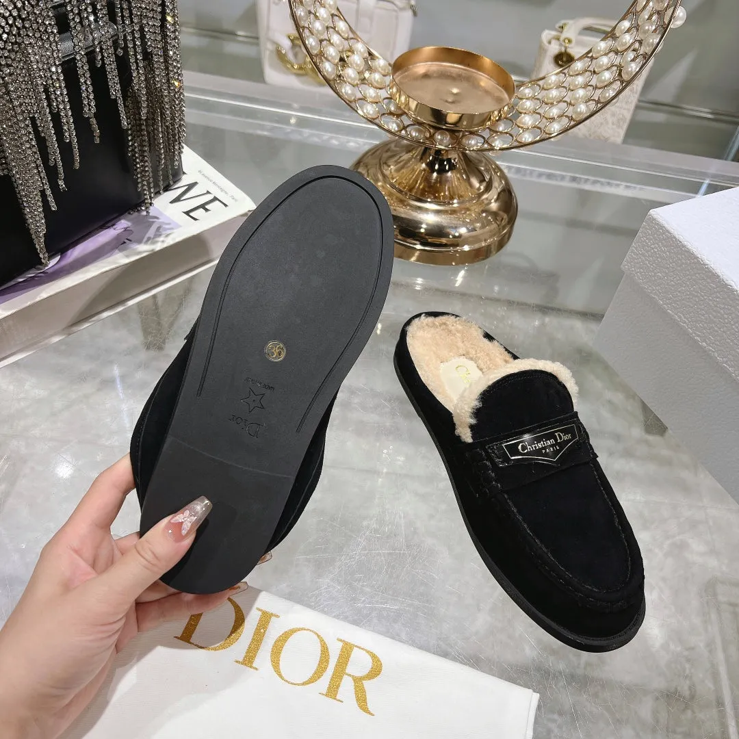 CD Boy Mule In Black Suede With Fleece Lining  996448