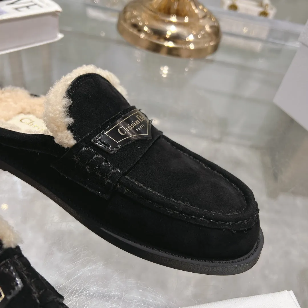 CD Boy Mule In Black Suede With Fleece Lining  996448