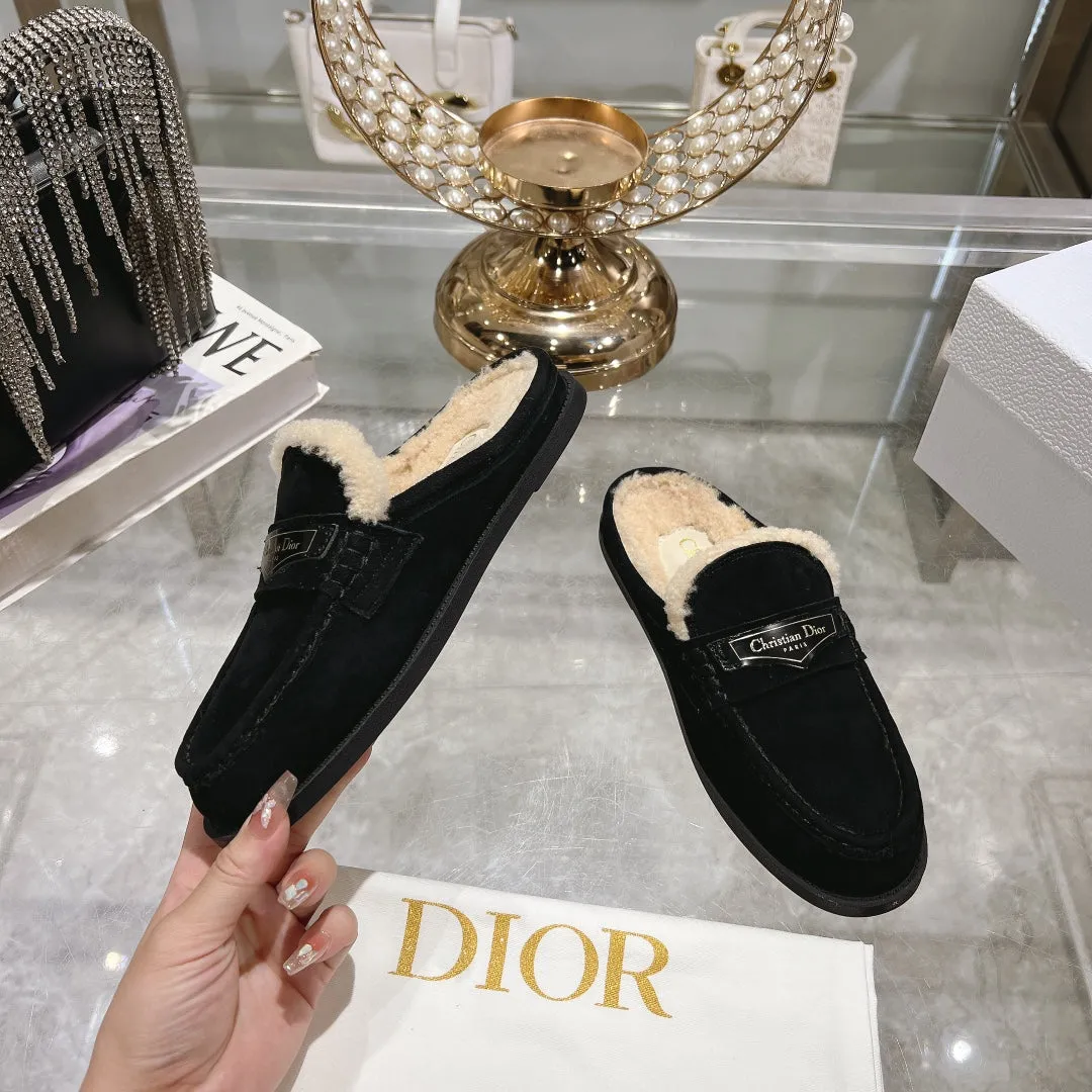 CD Boy Mule In Black Suede With Fleece Lining  996448