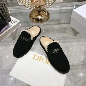 CD Boy Mule In Black Suede With Fleece Lining  996448