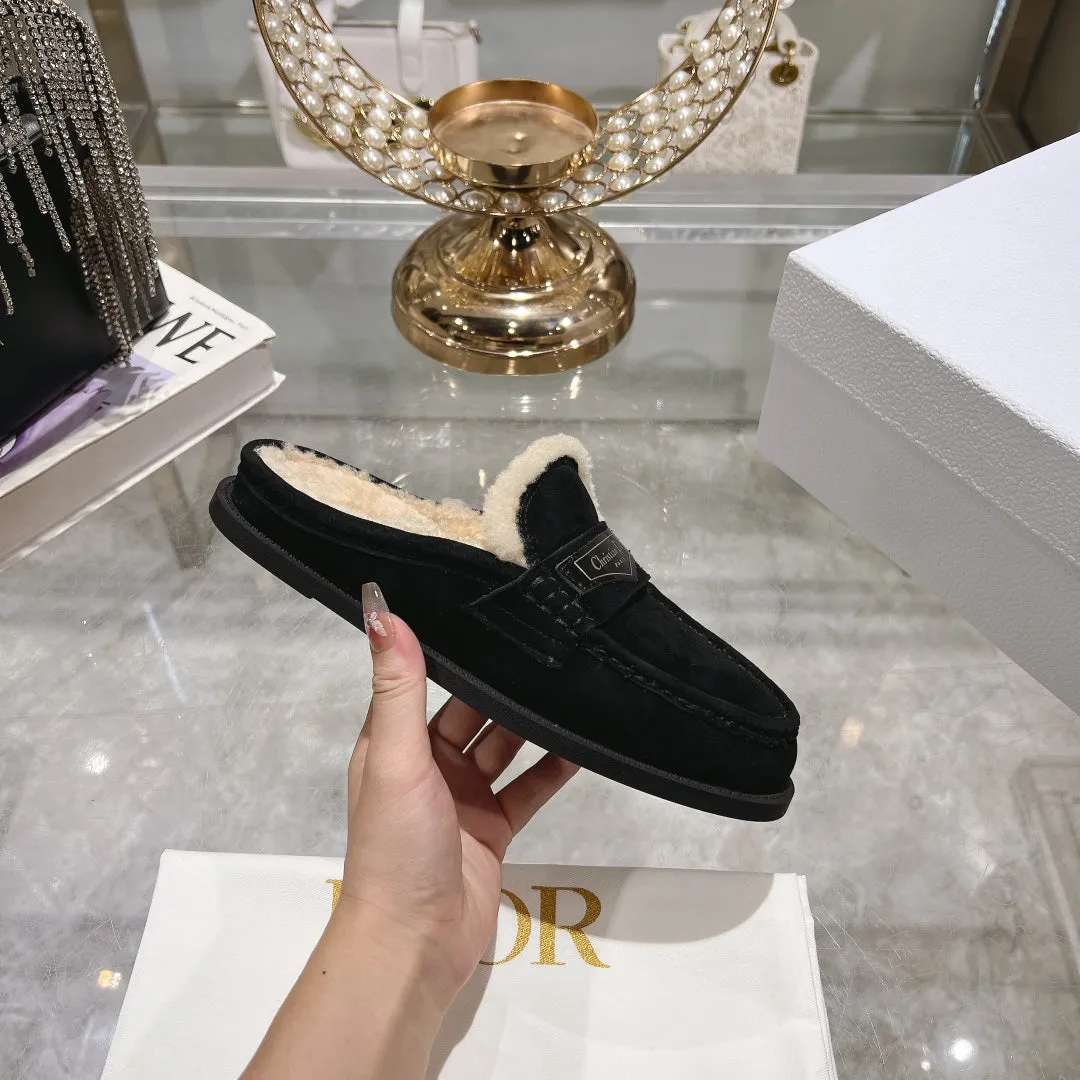 CD Boy Mule In Black Suede With Fleece Lining  996448