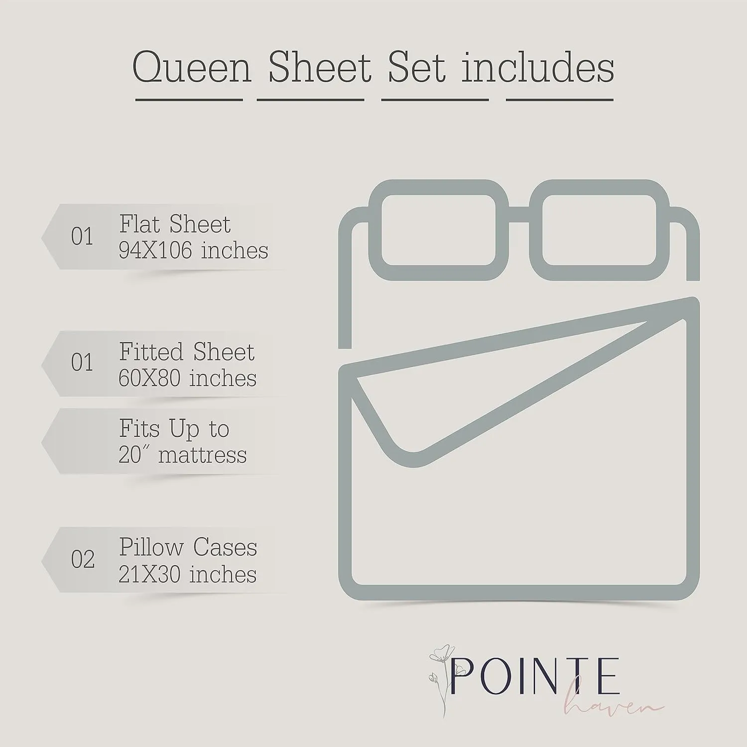 Celeste Home 610 Thread Count Pima Cotton Sheet Set, Queen, Cream