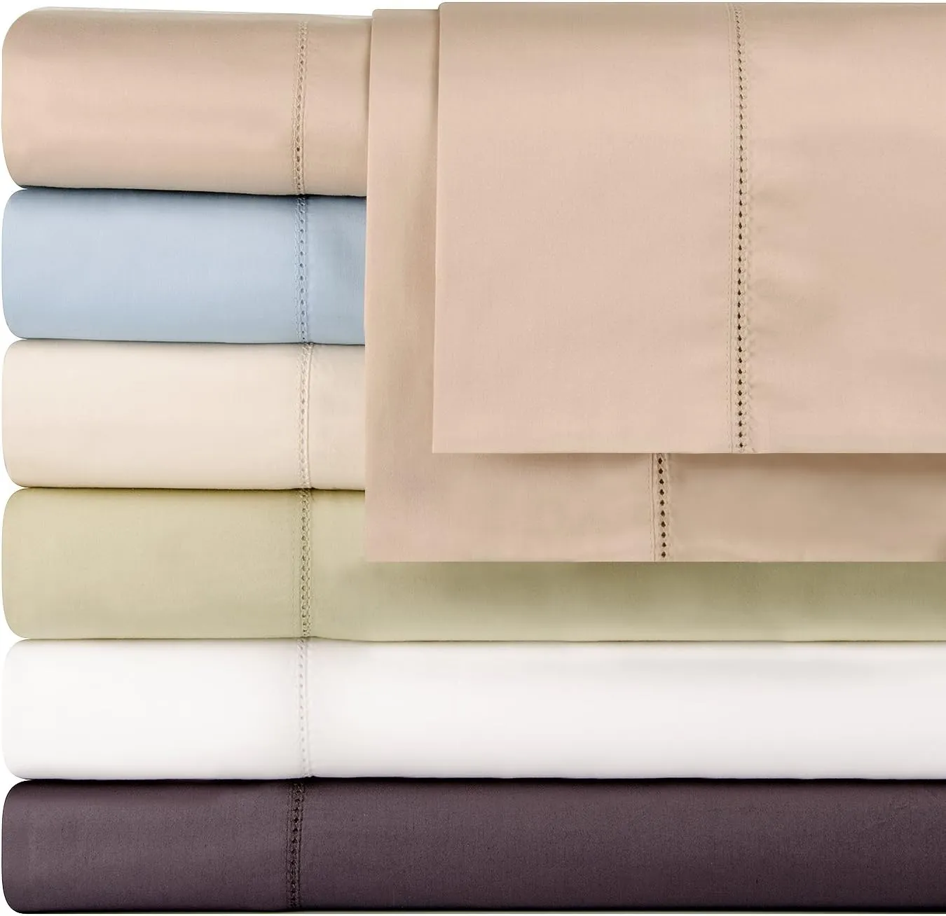 Celeste Home 610 Thread Count Pima Cotton Sheet Set, Queen, Cream