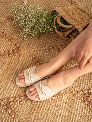 Chain Detail Textured Flats