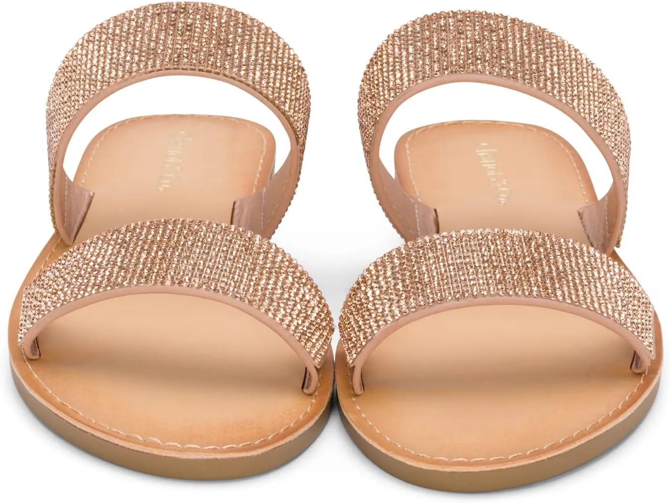 Chariot & Co Bling Sandals for Women Rhinestones Platform Studded Slides Zippy