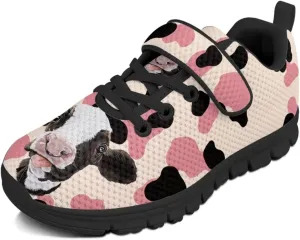 Children's Single Buckle Sneakers Animal Print Running Shoes Anti-Skid Mesh Sneakers for Walking