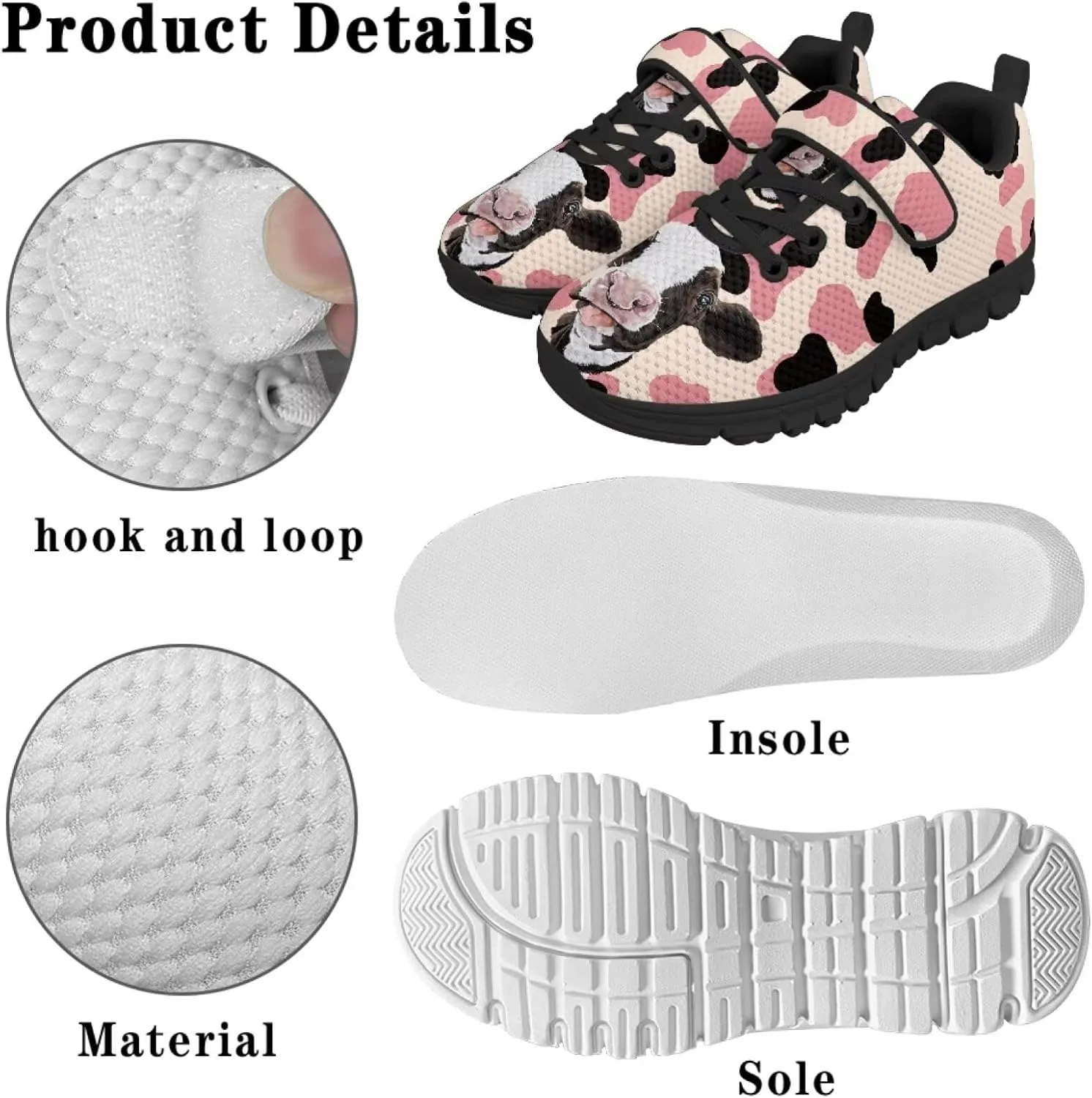 Children's Single Buckle Sneakers Animal Print Running Shoes Anti-Skid Mesh Sneakers for Walking