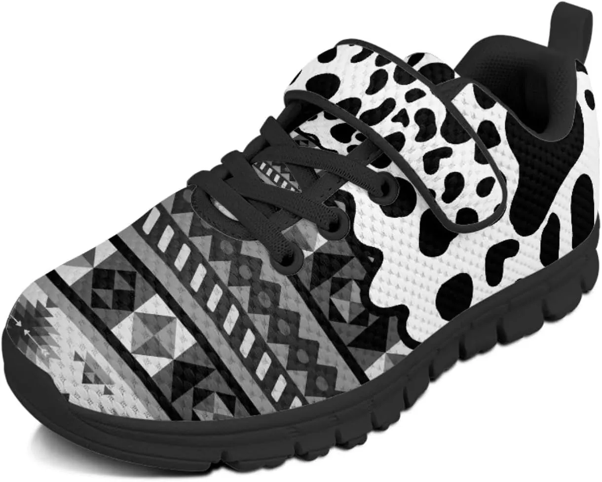 Children's Single Buckle Sneakers Animal Print Running Shoes Anti-Skid Mesh Sneakers for Walking