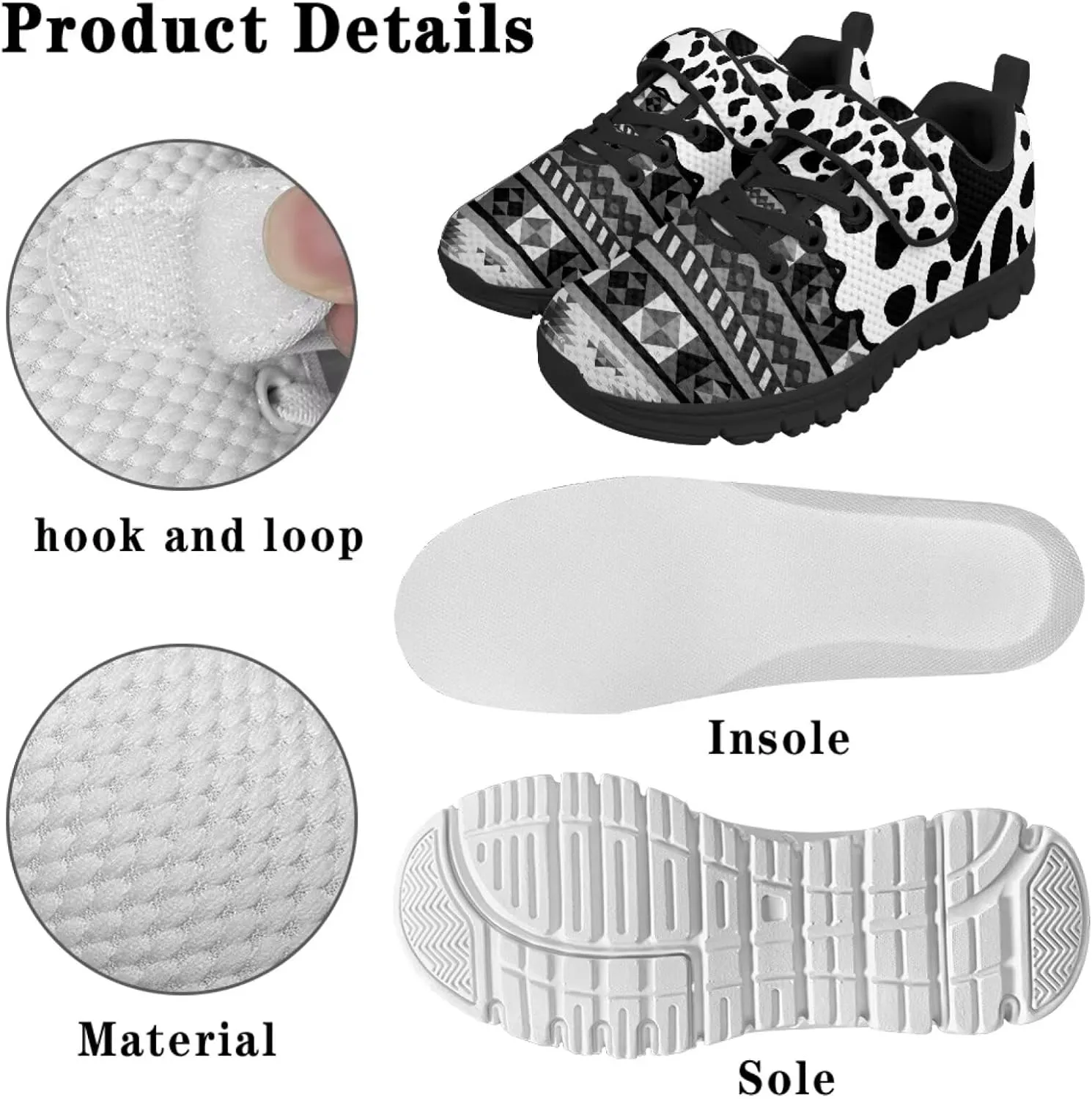 Children's Single Buckle Sneakers Animal Print Running Shoes Anti-Skid Mesh Sneakers for Walking