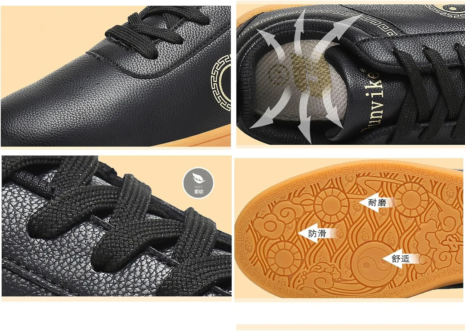 Chinese Tai chi Wu shu Shoes Unisex Kung fu Martial Arts Trainer Shoes Leather Taekwondo Shoe Martial Arts Boxing Shoe(Size:41EU,Color:B)